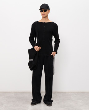 Ann Demeulemeester Black long sleeve ILYAS Serafino ribbed shirt B0013820FA659