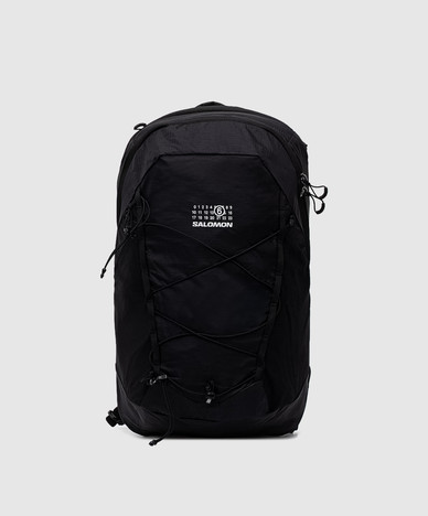 Black backpack with logo print