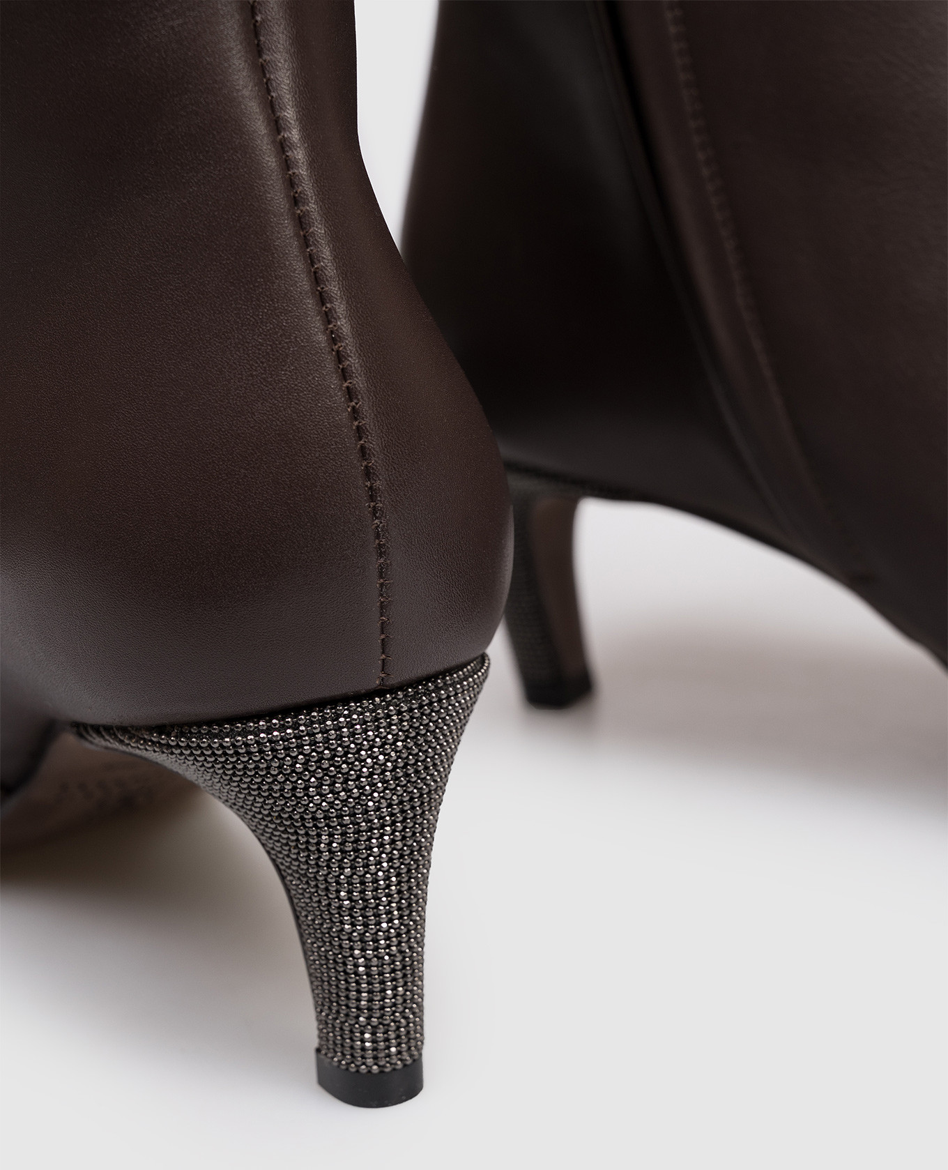 Brown leather ankle boots with monil chain Brunello Cucinelli 5