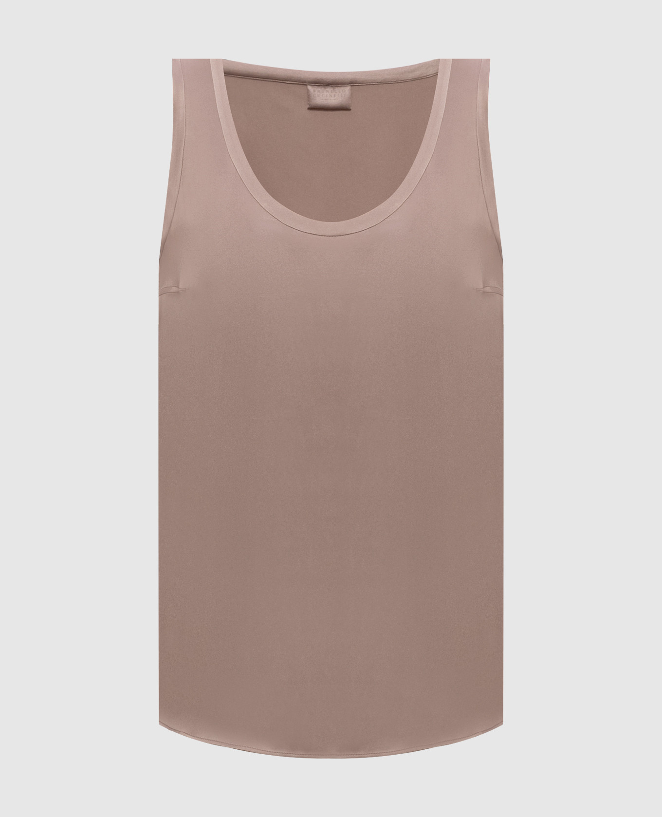 Beige silk top with monil chain