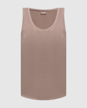 Brunello Cucinelli Beige silk top with monil chain M0C59E0600