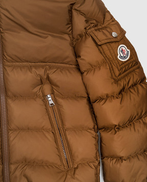 Moncler ENFANT Children's brown down jacket with logo patch L29541A0005353A5E