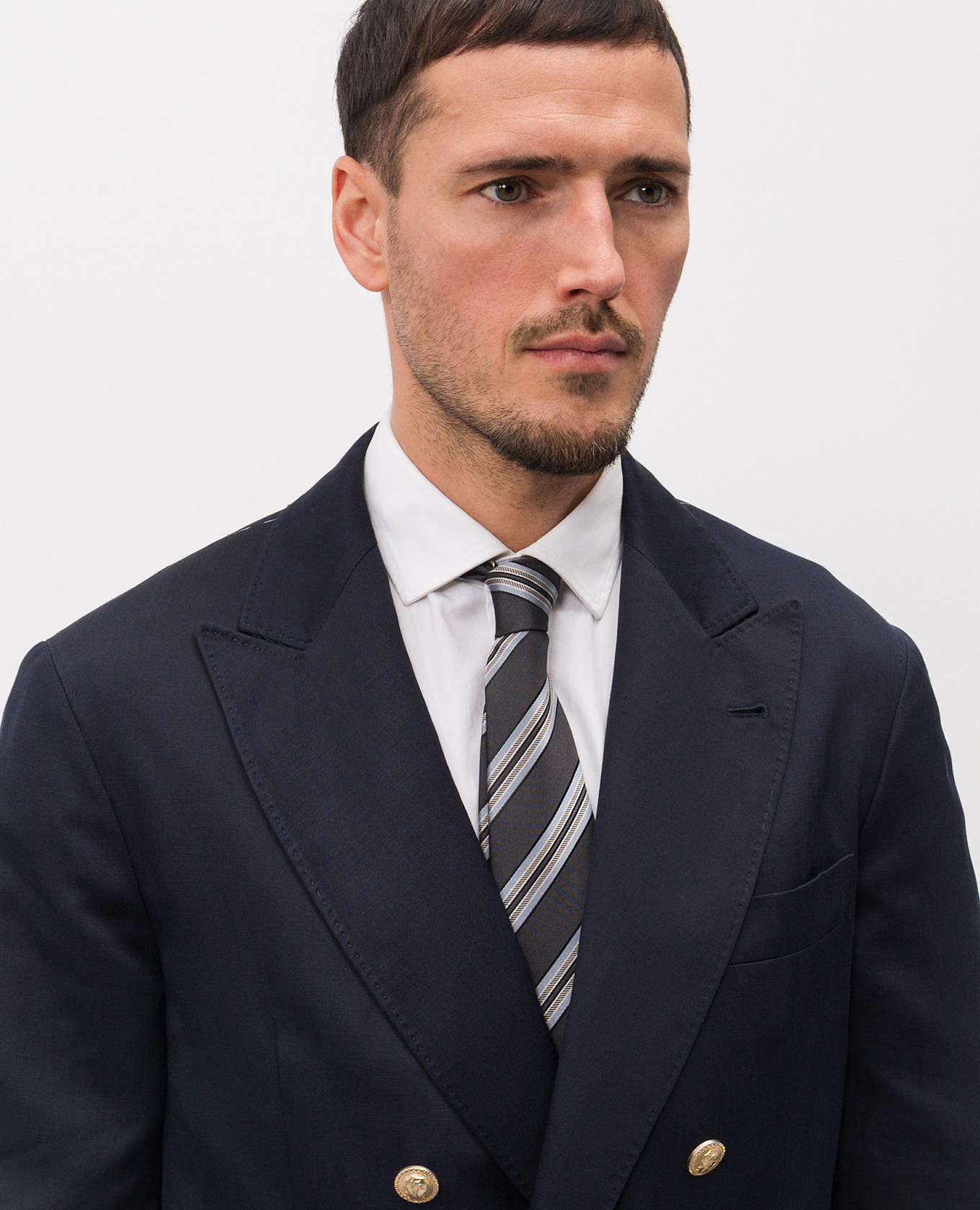 Gray striped silk tie Brunello Cucinelli 2