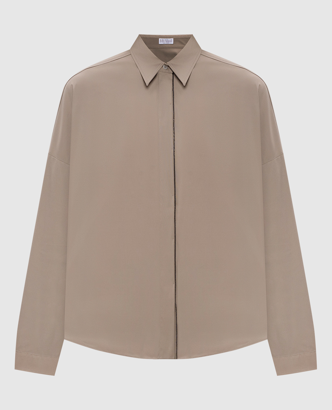 Brown shirt with monil chain