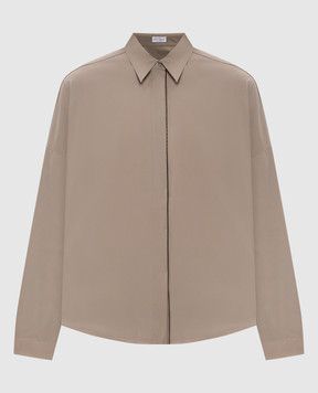 Brunello Cucinelli Brown shirt with monil chain M0091MA636