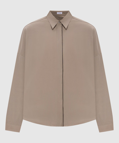 Brown shirt with monil chain
