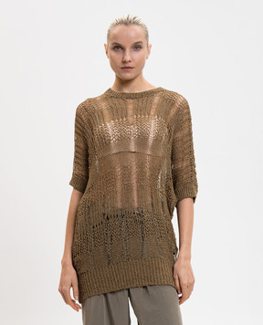 Y`S Yamamoto Khaki long openwork sweater YQK05681