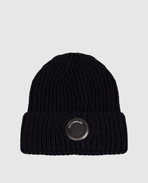 C.P. Company Blue wool hat with logo patch MAC739A005509A