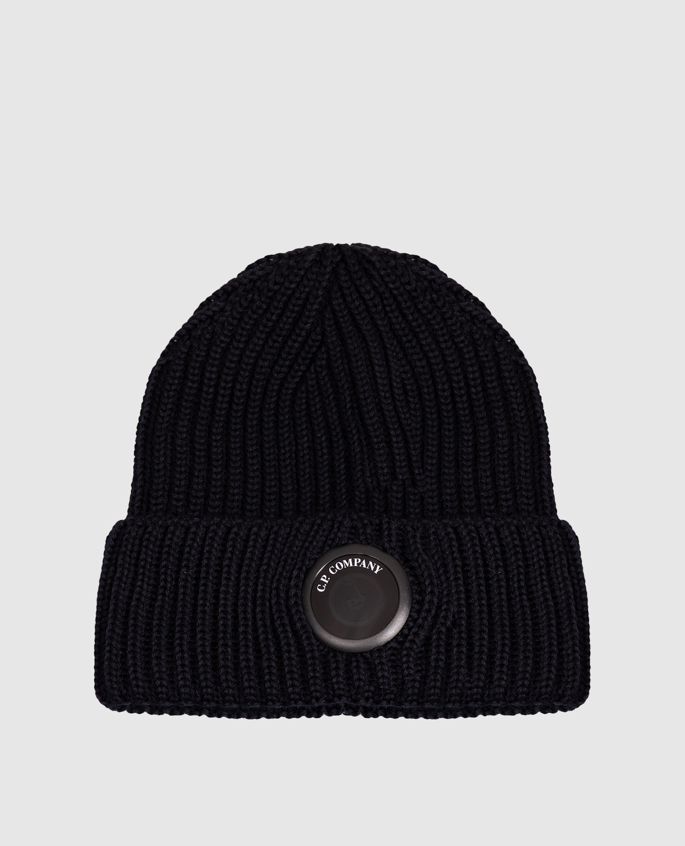 Blue wool hat with logo patch