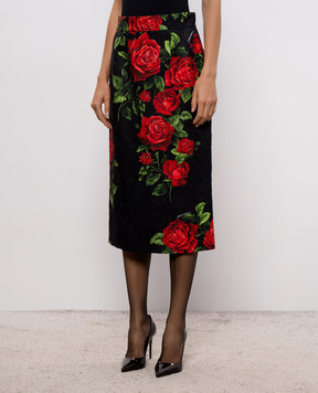 Dolce&Gabbana Black skirt with printed silk F4CS8TFSTB4