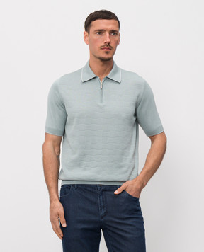 Castangia dal 1850 Green polo shirt with patterned silk NCCA08MCE26