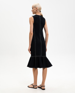 Ami Paris Black midi dress with ruffle FDR644JE0222