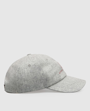 Brunello Cucinelli Grey wool cap with logo embroidery M038P9850