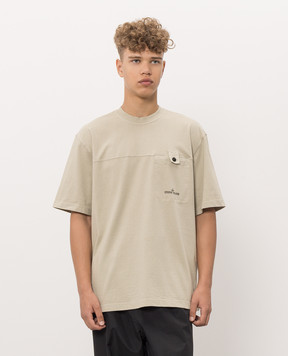 Stone Island Khaki T-shirt with logo print L2S152100028S0500
