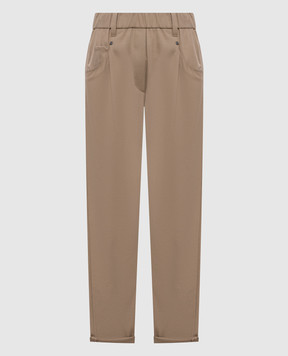 Brunello Cucinelli Beige pants with a monil chain MA126P8417