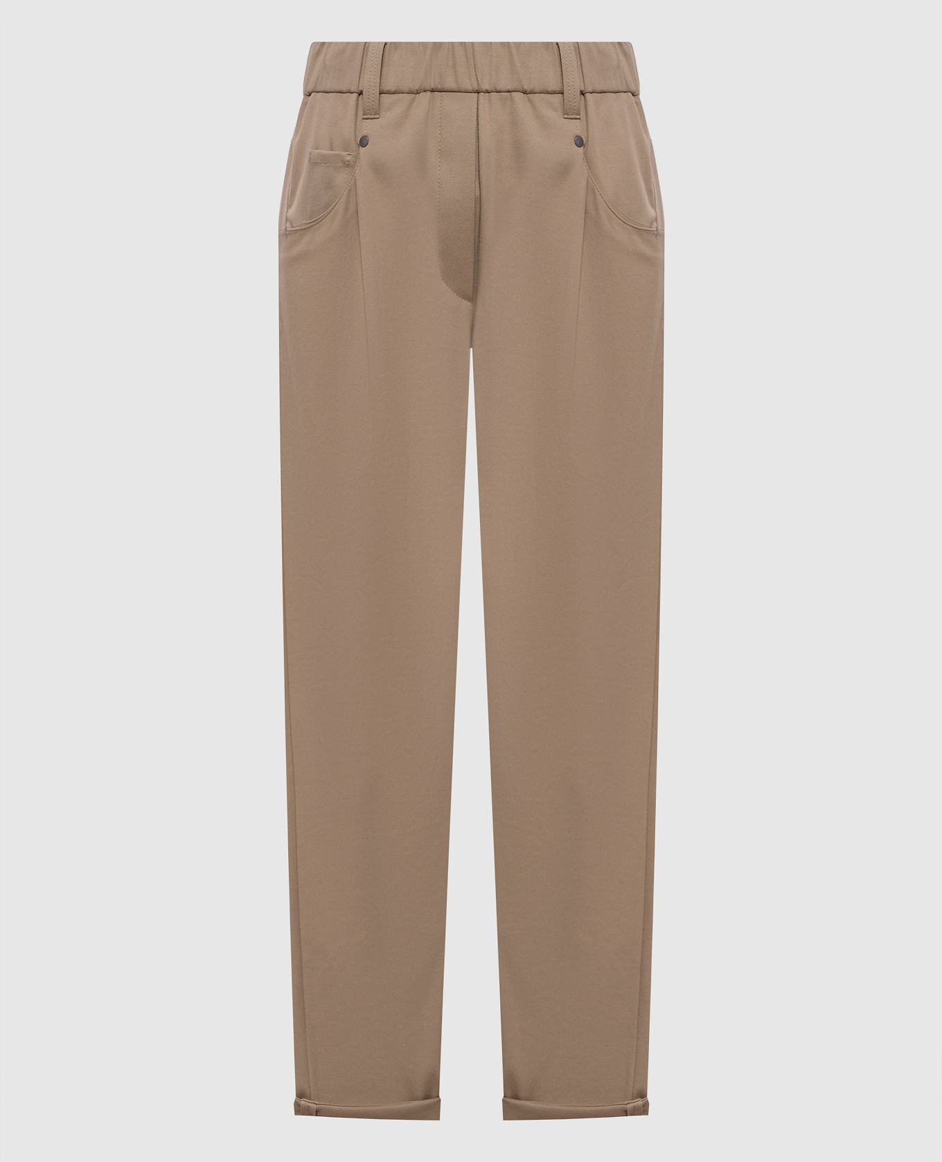 Beige pants with a monil chain