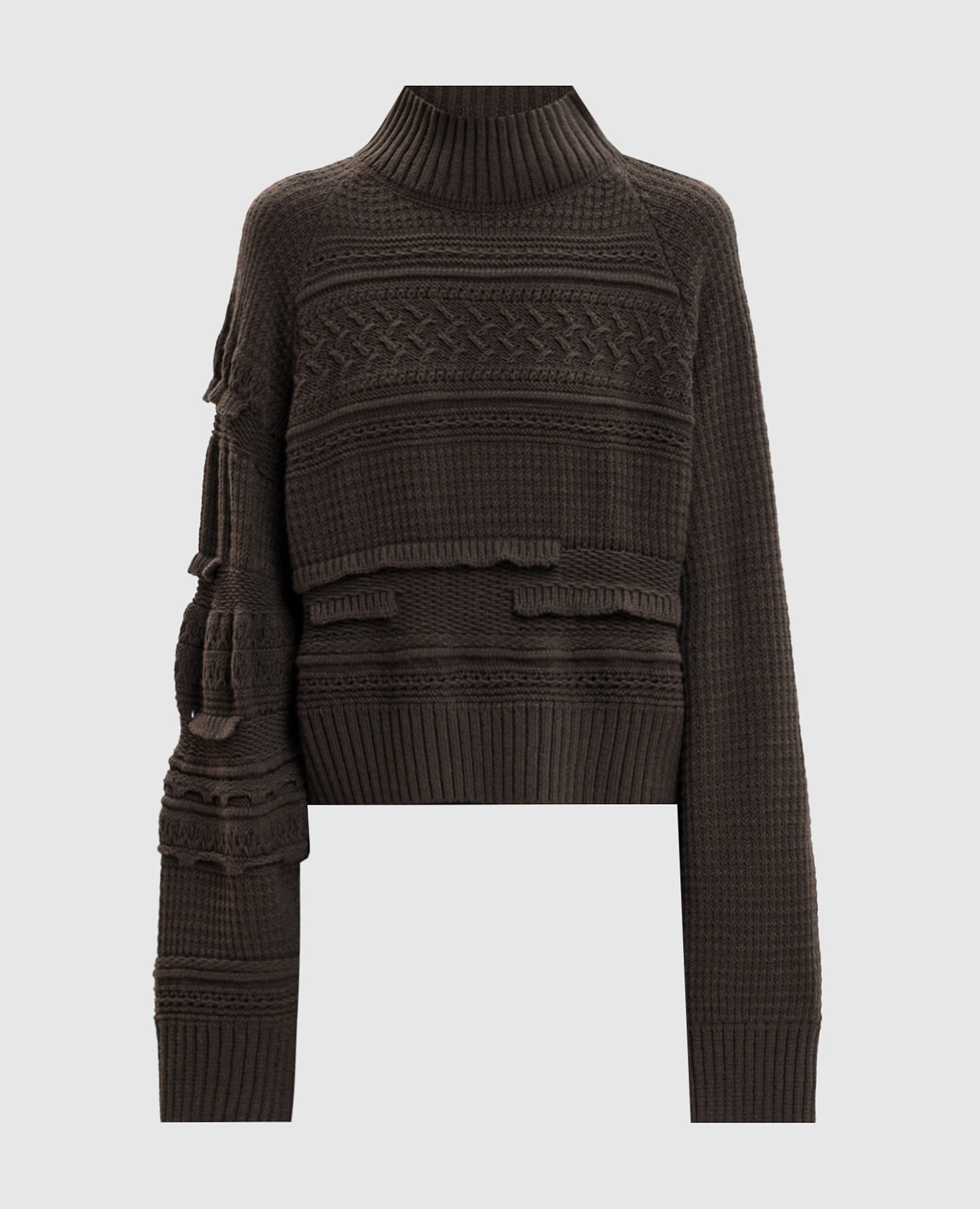 Green wool sweater with textured pattern