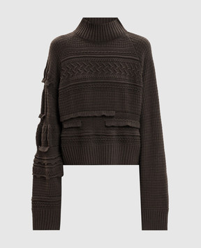 Y`S Yamamoto Green wool sweater with textured pattern YVK20689