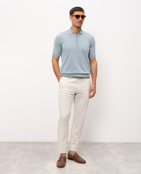 Bilancioni Blue polo shirt with perforated stripes BE26M5PZF5