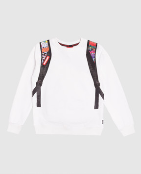 Sprayground Children's white sweatshirt Writers Backpack in the Crewneck with windbreaker SPY1403EPLUS