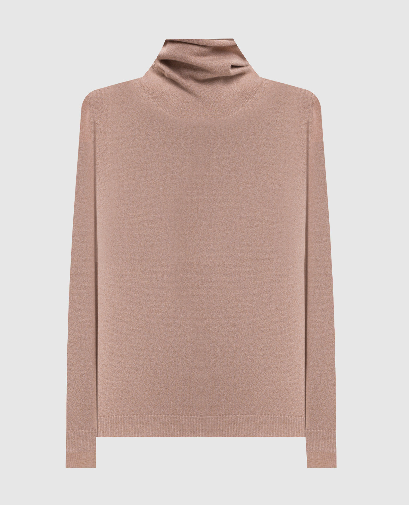 Beige wool, silk and cashmere turtleneck