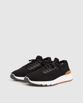 Brunello Cucinelli Black sneakers with textured logo MZUPMBO252