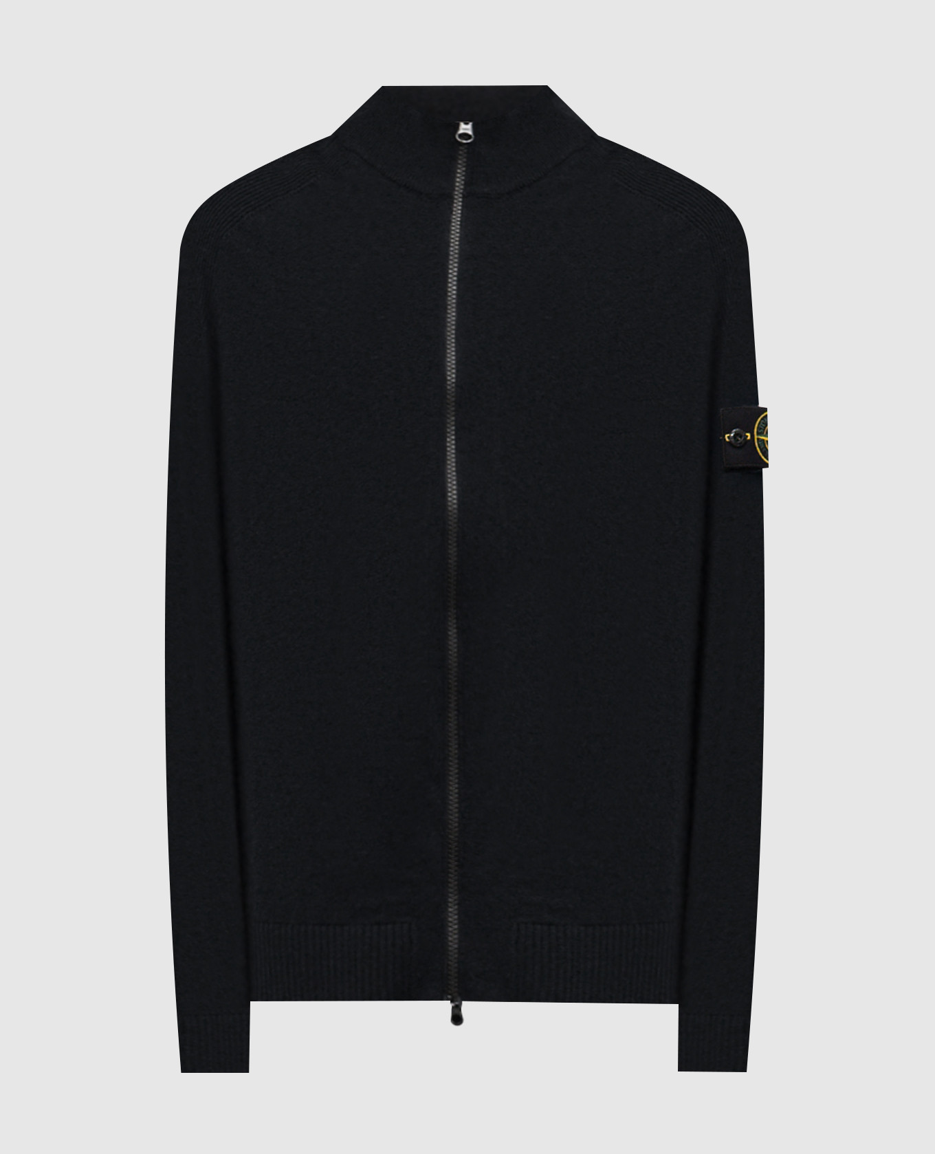 

Black wool cardigan with logo patch Stone Island