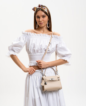 Gianni Notaro Beige leather bag Ruga with pendant 098RUGANIKEL