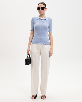 Victoria Beckham Blue polo shirt with pattern 1226KTP007273A