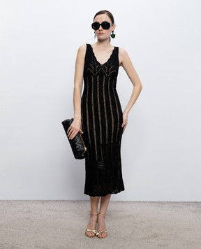 Twinset Black midi dress with lurex 261TT3322