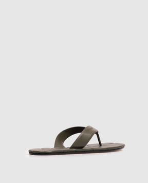 JW Anderson Khaki leather flip-flops with embossed logo SL0016LA0232