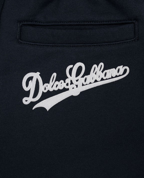 Dolce&Gabbana Kids' blue joggers with logo print L4JPMGG7PWP814