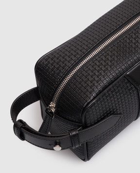 Serapian Black leather toiletry bag with logo SRSTSMML739524ACG2