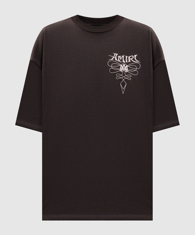 Brown T-shirt with logo print