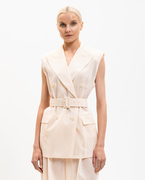 Ermanno Scervino Beige double-breasted waistcoat with belt D486N701CCRWK