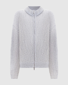 Peserico Blue alpaca wool cardigan A99975F05G9100