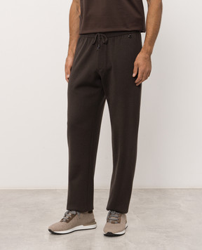 Stefano Ricci Brown wool, cashmere and silk sweatpants K606422P3DF26308