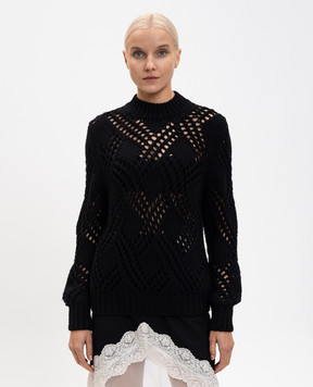 Jil Sander Black wool sweater with a pattern J03GP0184J14812