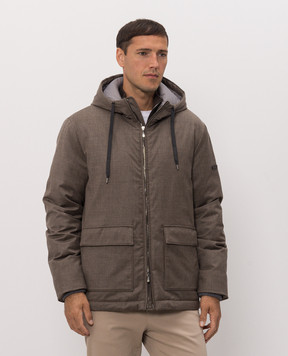 Peserico Brown down jacket with wool R52297D2574