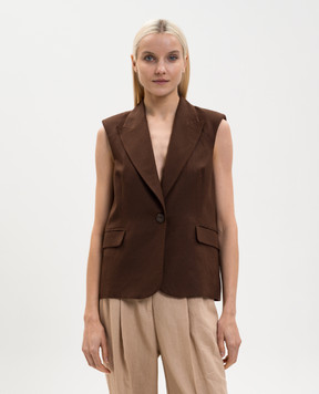Twinset Brown linen vest 261AP2320