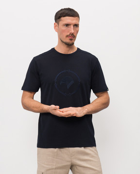 Stefano Ricci Blue T-shirt with embroidered emblem MNH6105050DJ0011