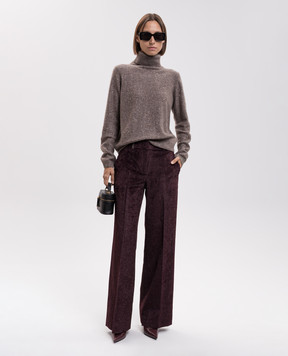 Allude Brown cashmere and silk sweater with sequins 26577102