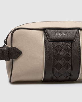 Serapian Beige toiletry bag with logo print SRCANMML739524ABJ9