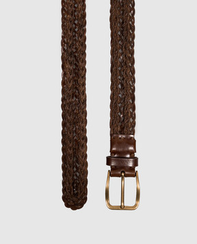 Brunello Cucinelli Brown leather braided belt MAUUC344