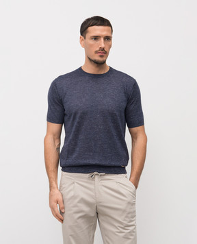 Enrico Mandelli Blue cashmere, silk and hemp t-shirt 3K004A6025