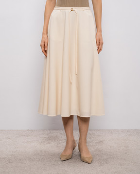 Agnona Beige wool midi skirt TG1113XUW023