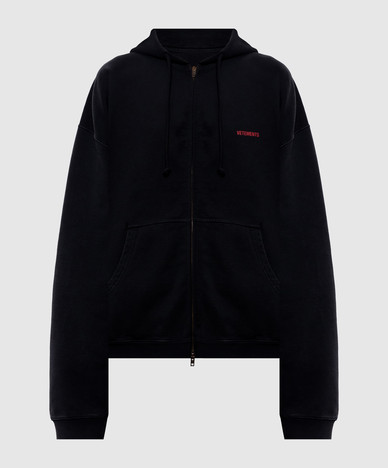 Black sports jacket with logo print