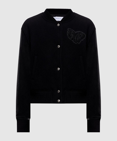 Black bomber jacket with wool