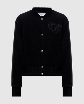 Off-White Black bomber jacket with wool 2FG00403T