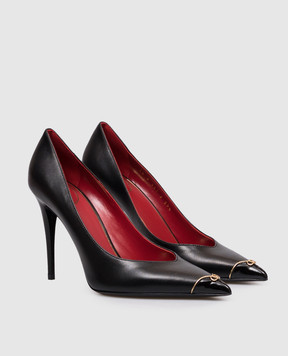 Valentino Black leather shoes with VLogo logo 9W2S0QD7YEA
